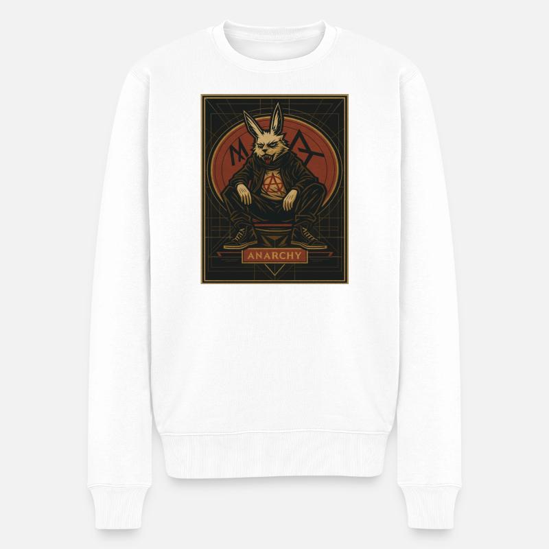 Lapin anarchique dans le style punk - Pull Premium bio Homme - blanc