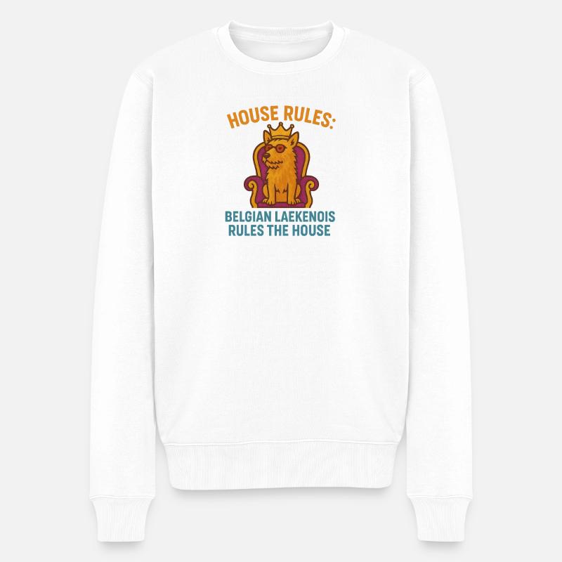 Hausregeln Belgischer Laekenois - Männer Premium Bio Pullover - Weiß