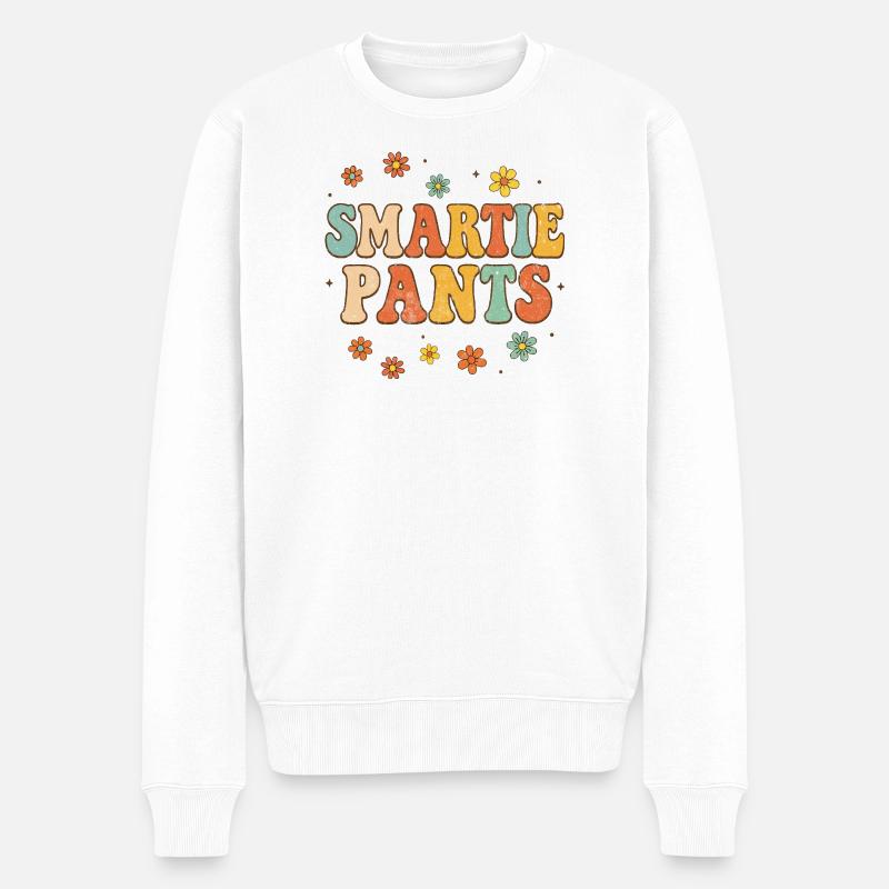 Smartie Pants Retro Blumen - Männer Premium Bio Pullover - Weiß