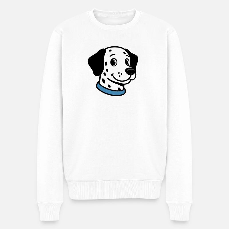 Dalmatien avec collier bleu - Pull Premium bio Homme - blanc