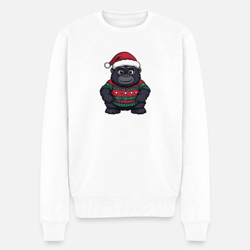 Gorilla Weihnachten - Männer Premium Bio Pullover - Weiß
