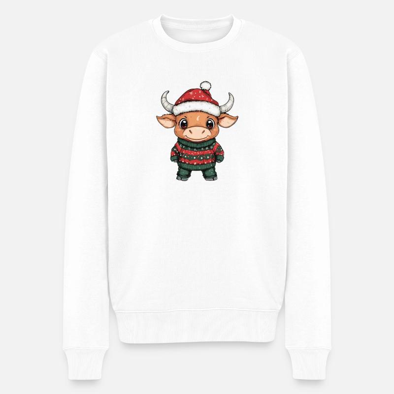 Taureau Noël - Pull Premium bio Homme - blanc