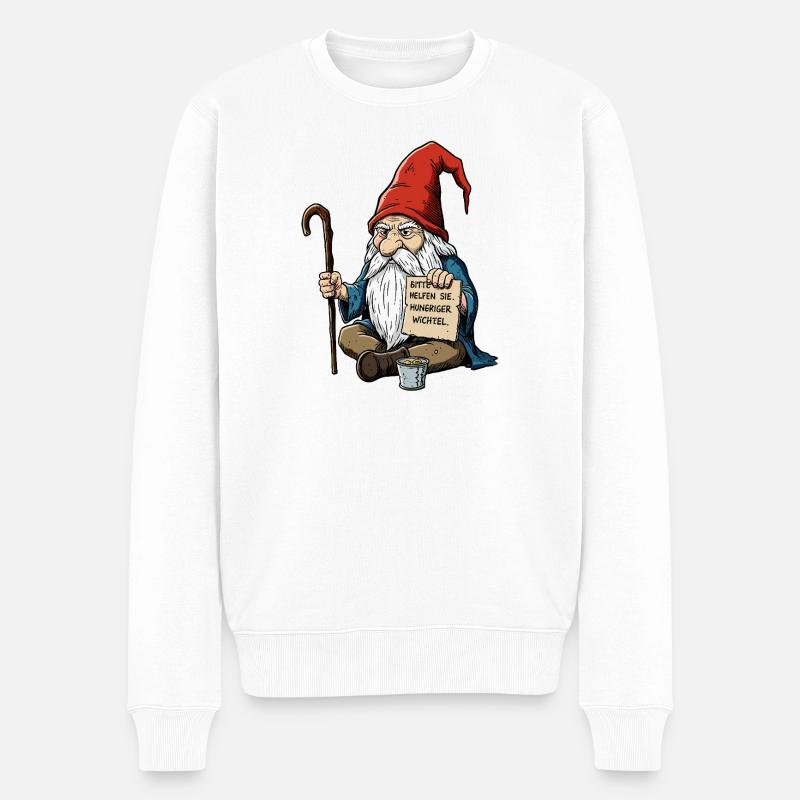 Gnome affamé | Aider, s’il vous plaît - Pull Premium bio Homme - blanc
