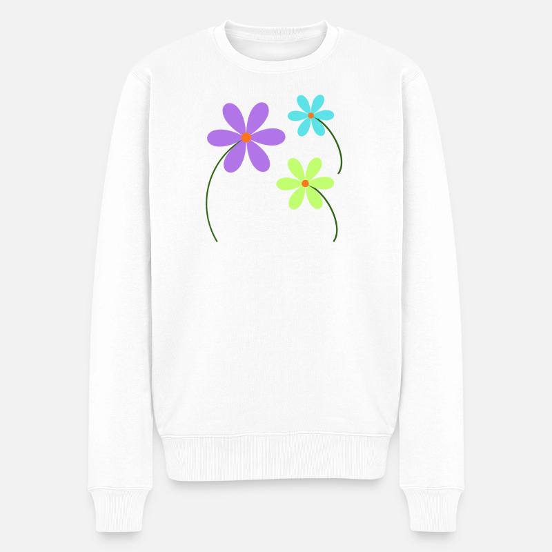 Bunte Wildblumen - Männer Premium Bio Pullover - Weiß