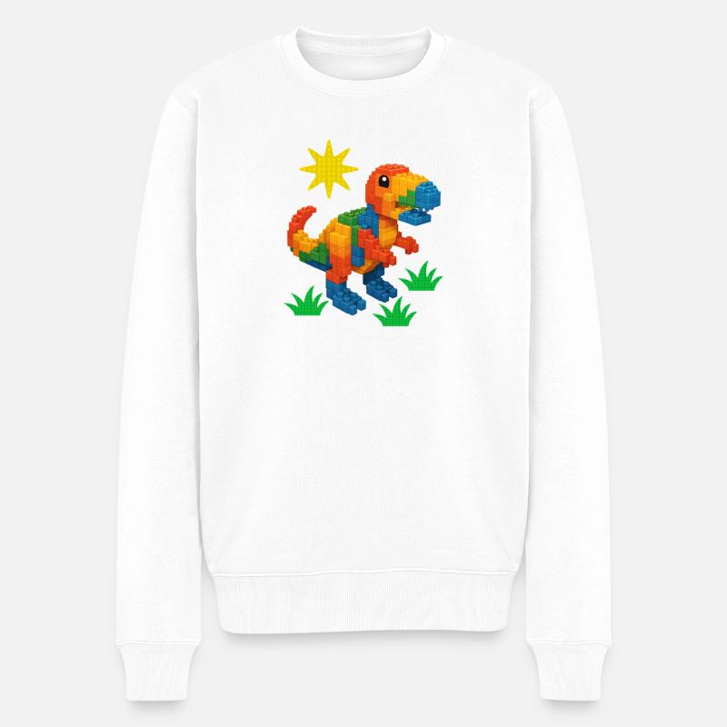 Dinosaurier aus Ziegeln Kreativer Blockbauer - Männer Premium Bio Pullover - Weiß