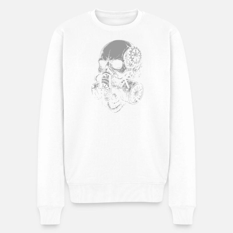Steampunk Skull Getriebe - Männer Premium Bio Pullover - Weiß