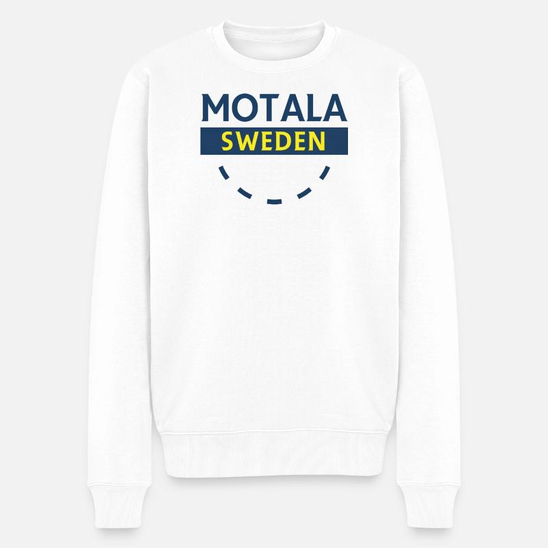 Motala Schweden Emblem Abzeichen - Männer Premium Bio Pullover - Weiß