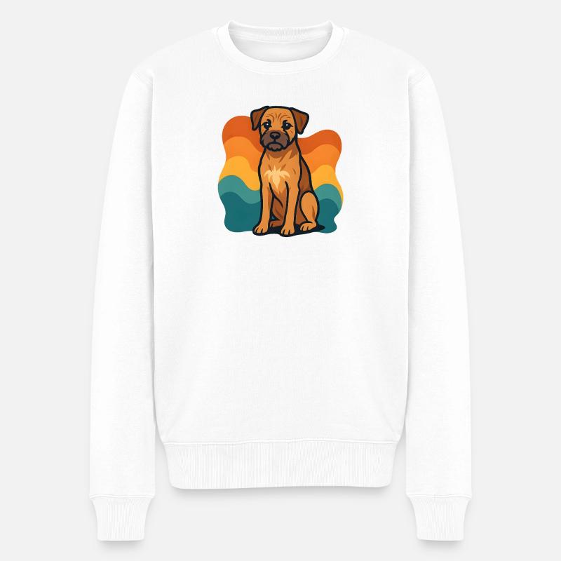 Bunter Border Terrier Hund mit Wellenmuster - Männer Premium Bio Pullover - Weiß