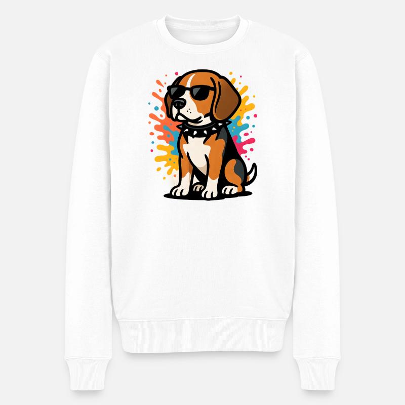 Sungled Beagle Hund in Farbe - Männer Premium Bio Pullover - Weiß