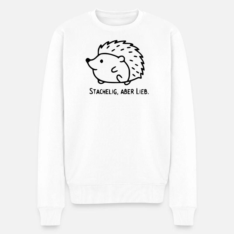 Igel Spruch | Stachelig, aber Lieb - Männer Premium Bio Pullover - Weiß