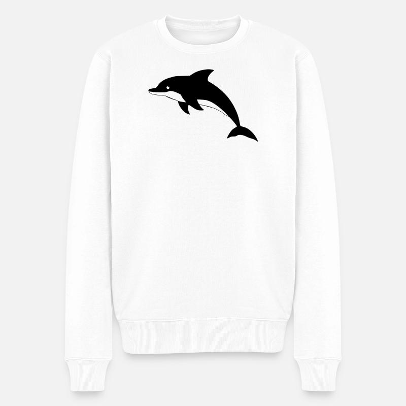 Delfin Delphine T-shirt Geschenk - Männer Premium Bio Pullover - Weiß