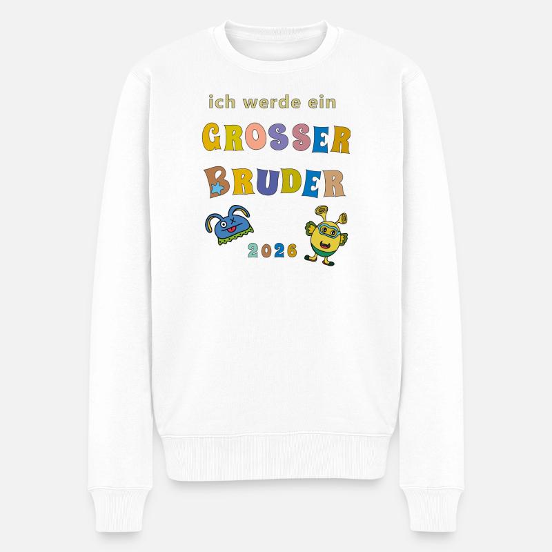 Ich werde großer Bruder 2026 - Männer Premium Bio Pullover - Weiß
