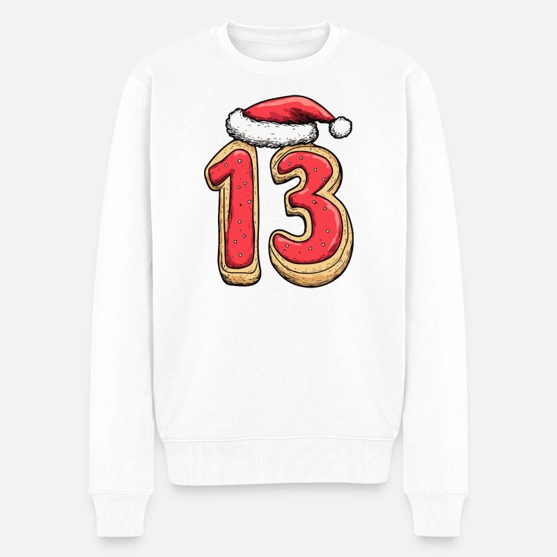 13 Zahl Keks Weihnachten - Männer Premium Bio Pullover - Weiß