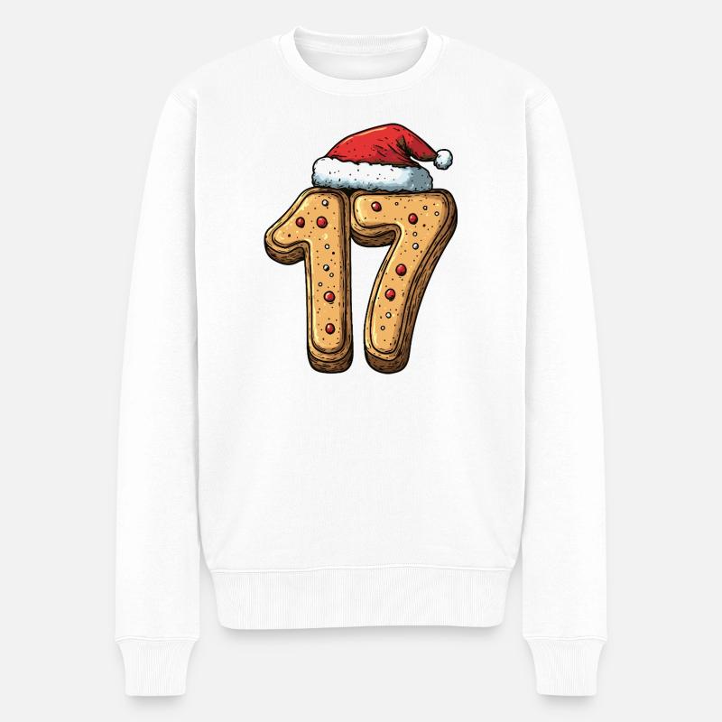17 Zahl Keks Weihnachten - Männer Premium Bio Pullover - Weiß