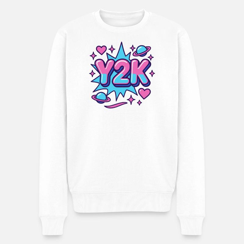Y2K Retro Design - Männer Premium Bio Pullover - Weiß