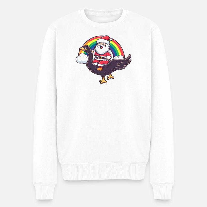 Strauß Weihnachtsmann Weihnachten - Männer Premium Bio Pullover - Weiß