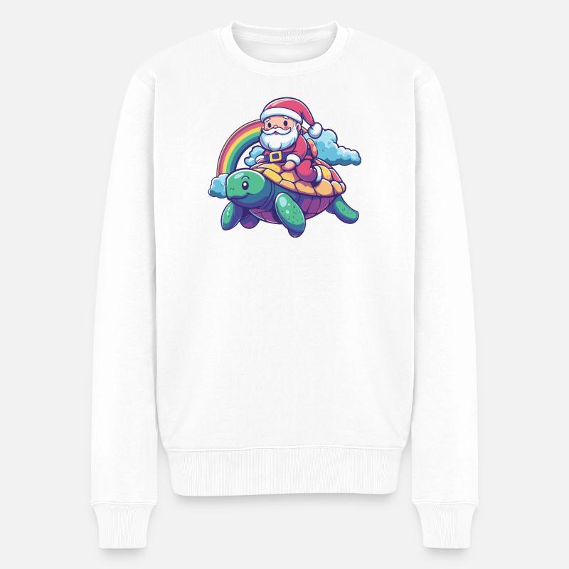 Tortue Père Noël - Pull Premium bio Homme - blanc