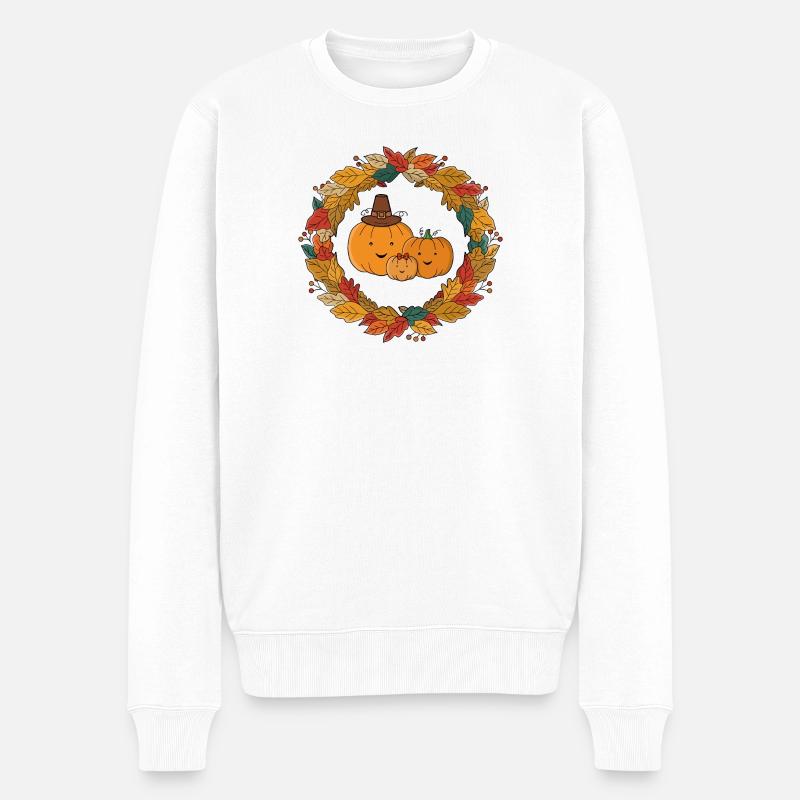 Couronne familiale de citrouille d’automne - Pull Premium bio Homme - blanc