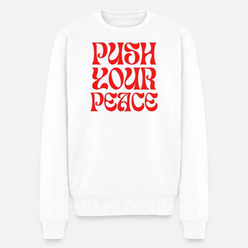 Push Your Peace Peacezeichen Frieden - Männer Premium Bio Pullover - Weiß