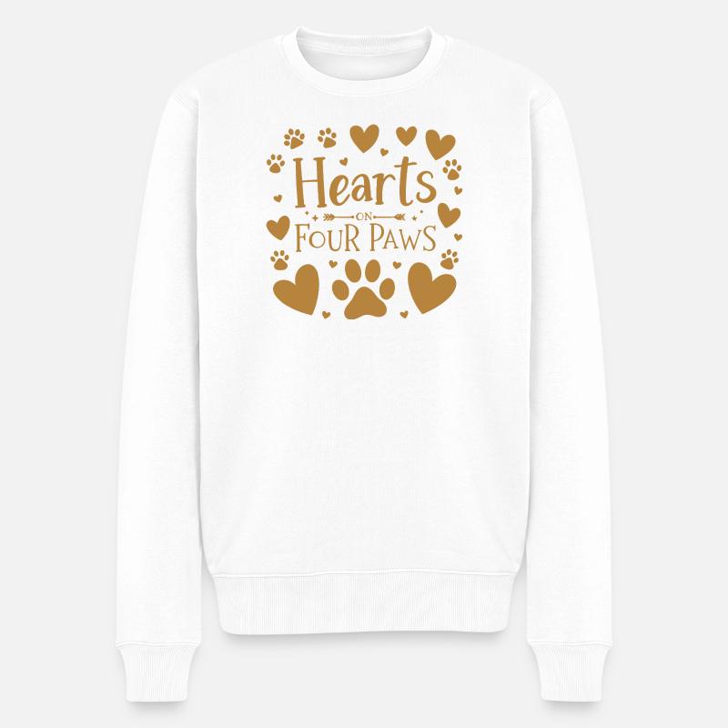 Cœurs sur Quatre Pattes Doré - Pull Premium bio Homme - blanc