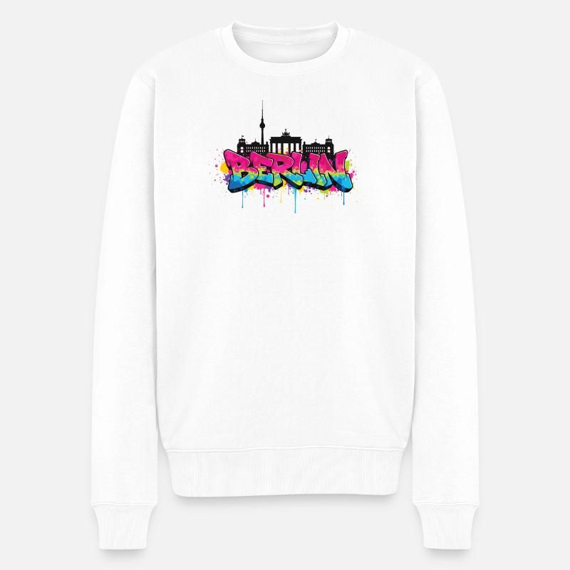 Berlin Graffiti Skyline - Pull Premium bio Homme - blanc