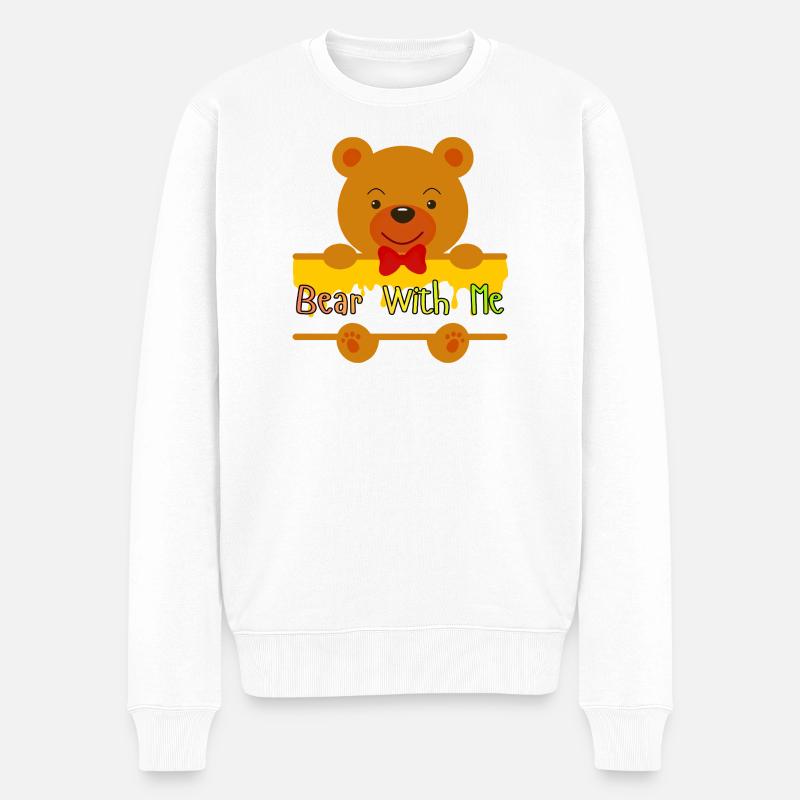 Bär mit mir süßes Teddy-Design - Männer Premium Bio Pullover - Weiß