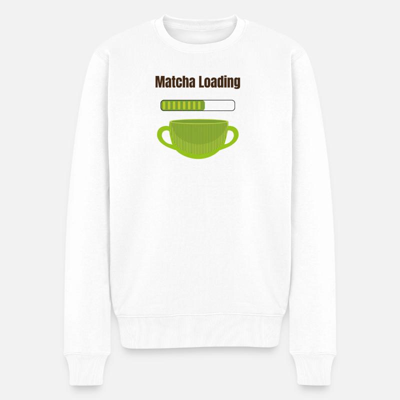 Matcha Loading - Männer Premium Bio Pullover - Weiß