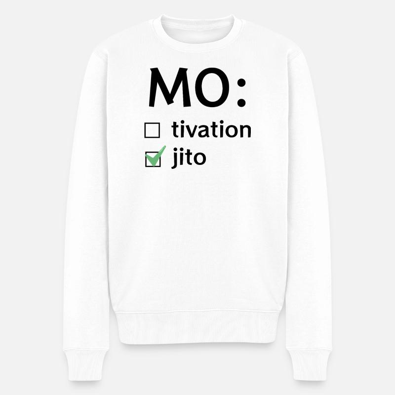 Motivation oder Mojito - Männer Premium Bio Pullover - Weiß
