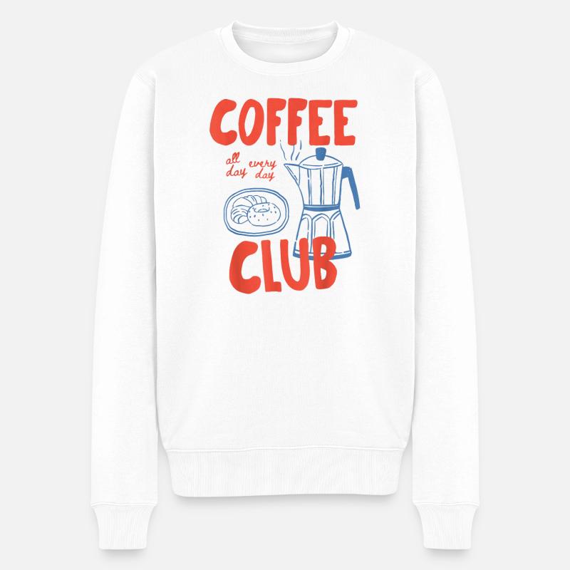 Retro Coffee Club - Männer Premium Bio Pullover - Weiß