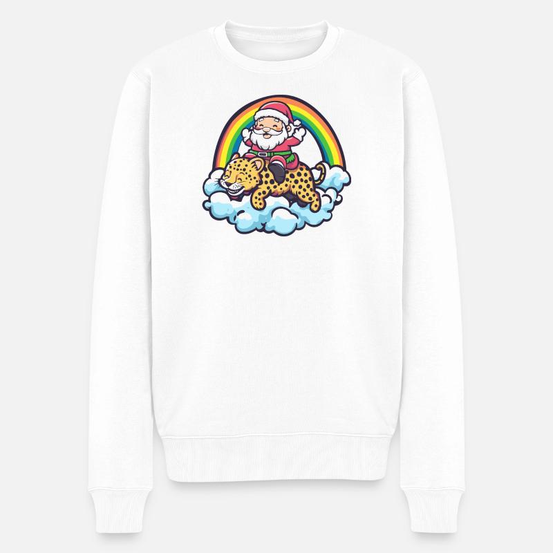 Père Noël léopard Noël - Pull Premium bio Homme - blanc