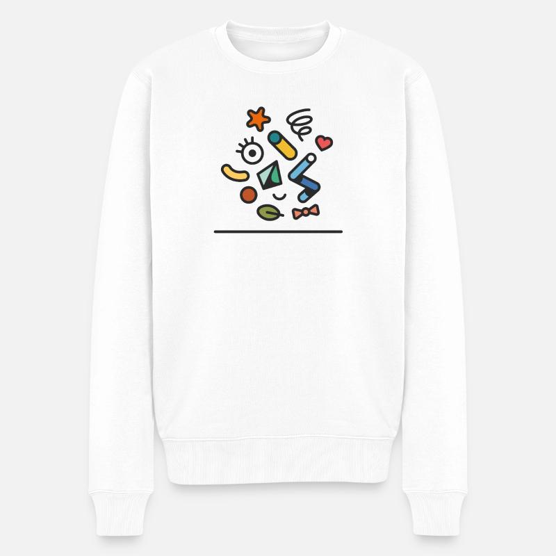Fröhliches abstraktes buntes Gekritzel - Männer Premium Bio Pullover - Weiß