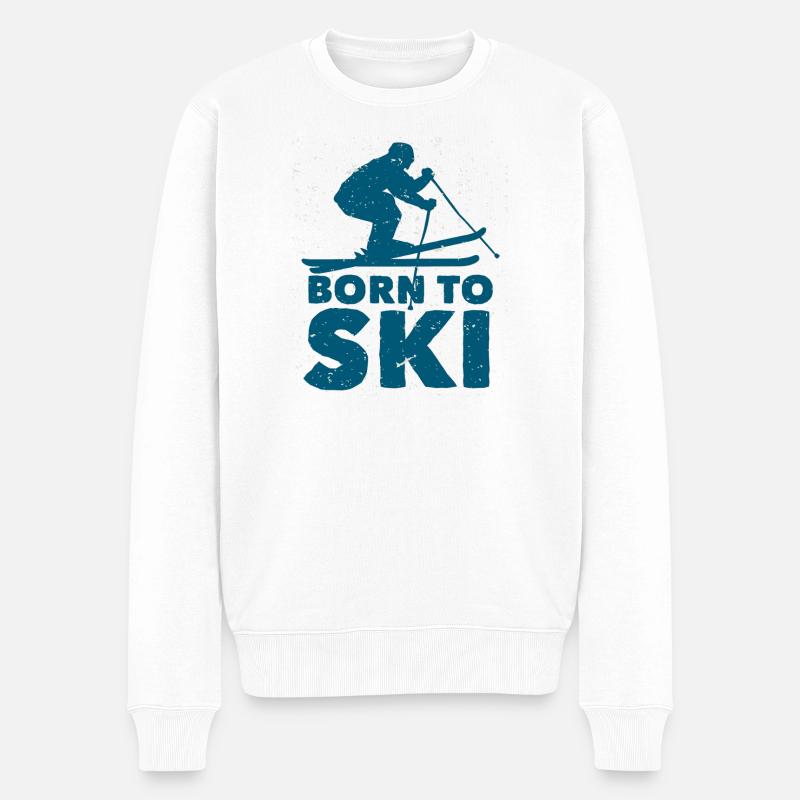 Born to Ski Silhouette - Männer Premium Bio Pullover - Weiß