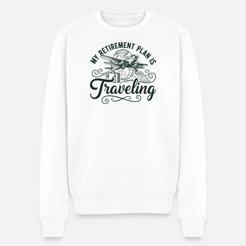 Le plan de retraite voyage - Pull Premium bio Homme - blanc