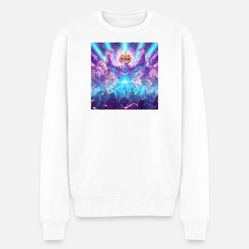 Pumpkin Lion – Energy Overdrive | Joyverse - Männer Premium Bio Pullover - Weiß