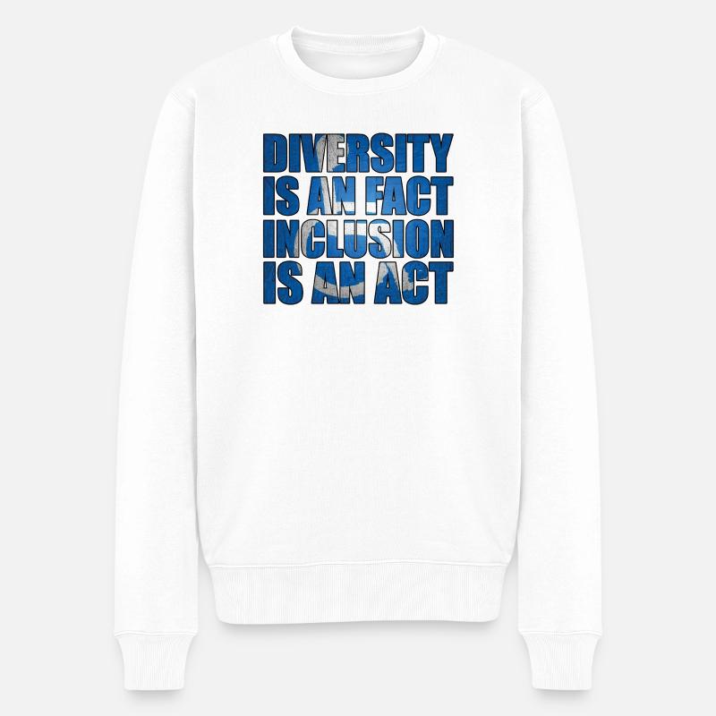 Vielfalt ist Fakt, Inklusion Handeln - Männer Premium Bio Pullover - Weiß