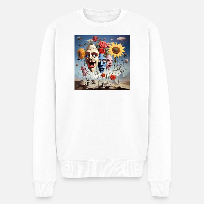 Maskenwald der Blüten-Träume - Männer Premium Bio Pullover - Weiß