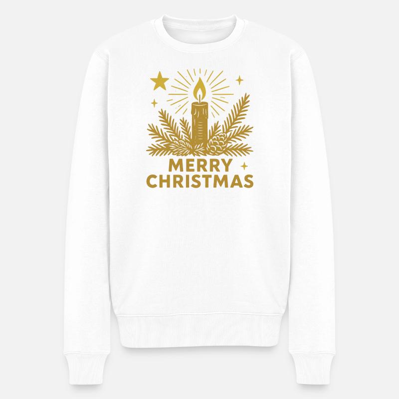 MERRY CHRISTMAS Weihnachten - Männer Premium Bio Pullover - Weiß