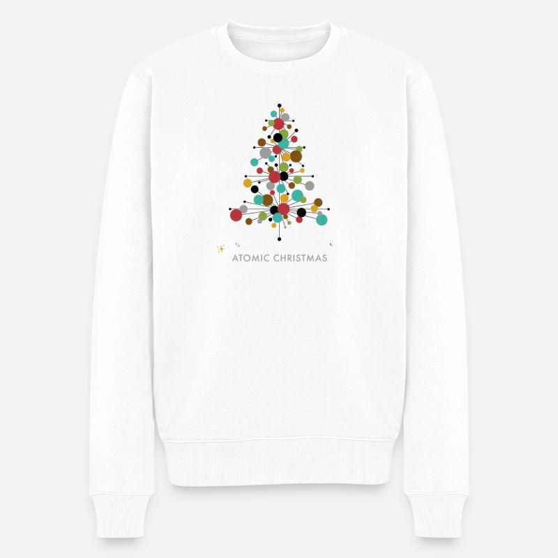 Atomic Christmas – Retro Weihnachtsbaum Design - Männer Premium Bio Pullover - Weiß