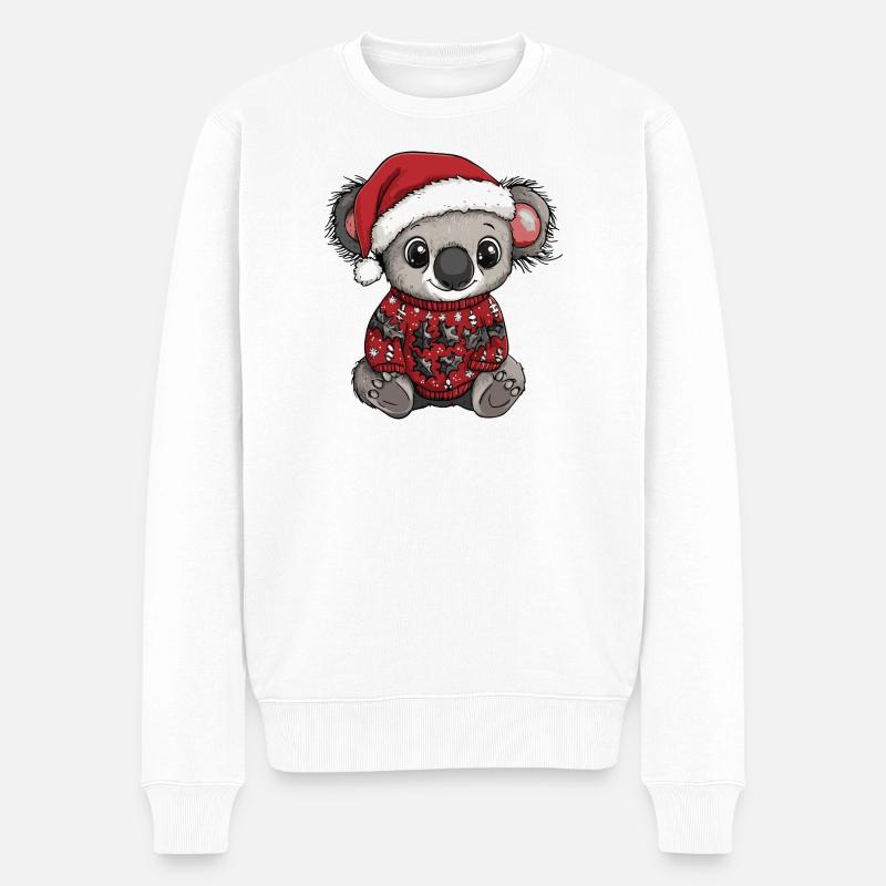 Koala Weihnachten - Männer Premium Bio Pullover - Weiß