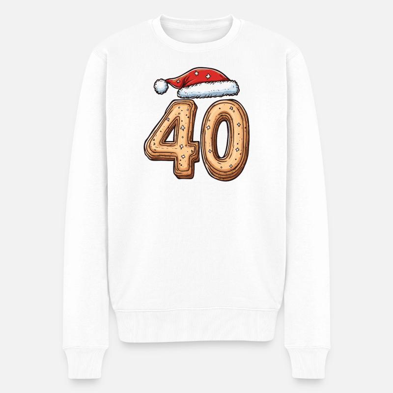 40 chiffres Biscuit Noël - Pull Premium bio Homme - blanc