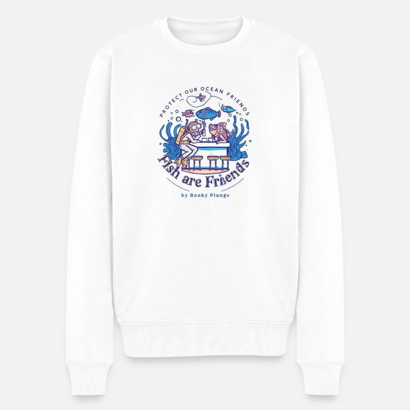 Les Poissons sont amis - Pull Premium bio Homme - blanc