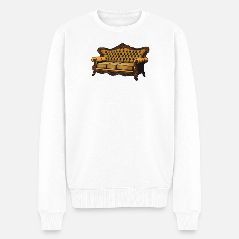 Viktorianische Samt-Sofagrafik - Männer Premium Bio Pullover - Weiß