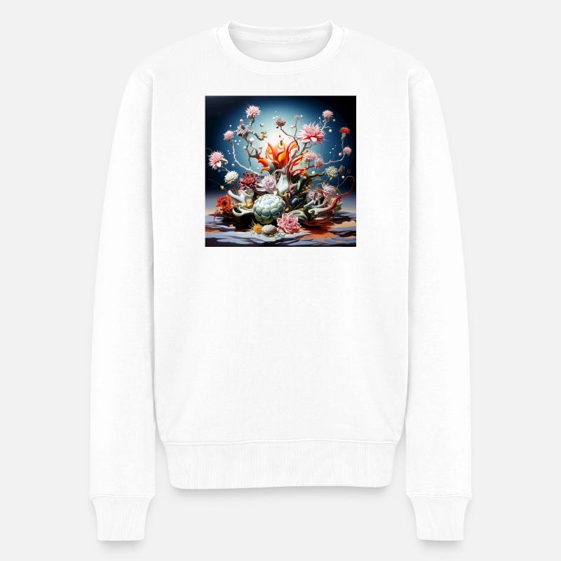 Blütenalchemie im Neonlicht - Männer Premium Bio Pullover - Weiß