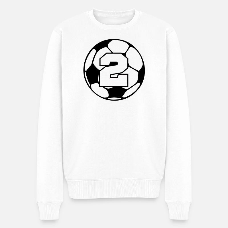 Nummer 2 Fußball - 2. Jubiläum - Männer Premium Bio Pullover - Weiß
