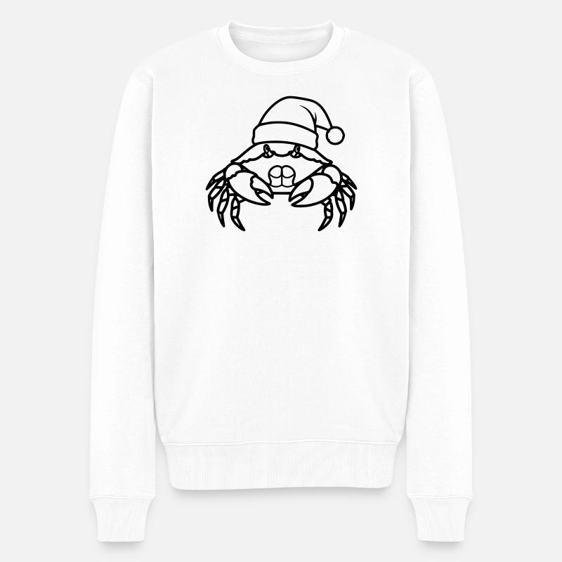 Weihnachtskrabbe Cartoon Illustration - Männer Premium Bio Pullover - Weiß