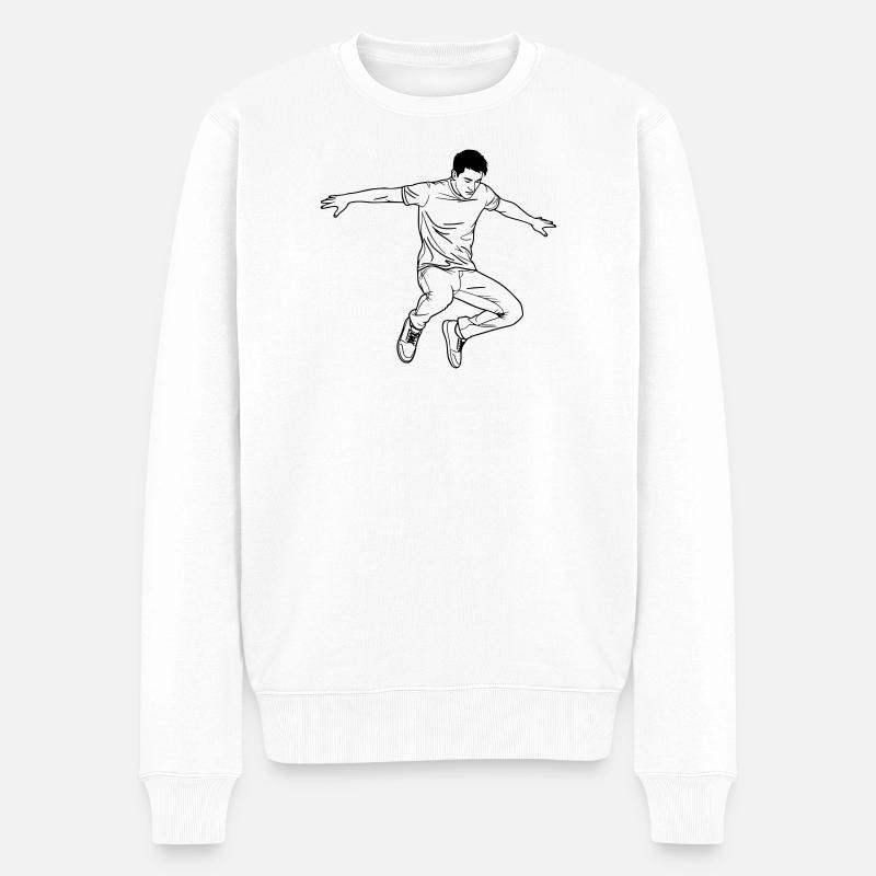 Tanzender Mann Line Art - Männer Premium Bio Pullover - Weiß