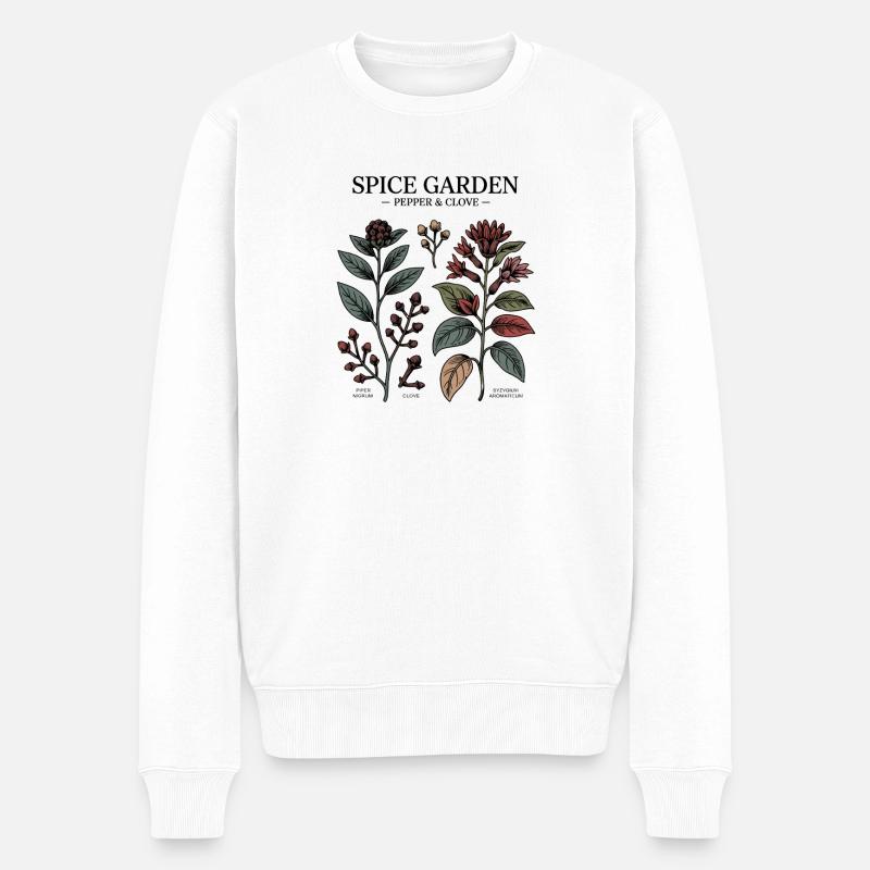 Botanische Gewürze – Pfeffer & Nelken - Männer Premium Bio Pullover - Weiß