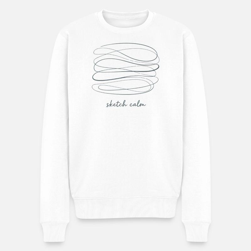 Sketch Calm – Ruhe in Linien - Männer Premium Bio Pullover - Weiß