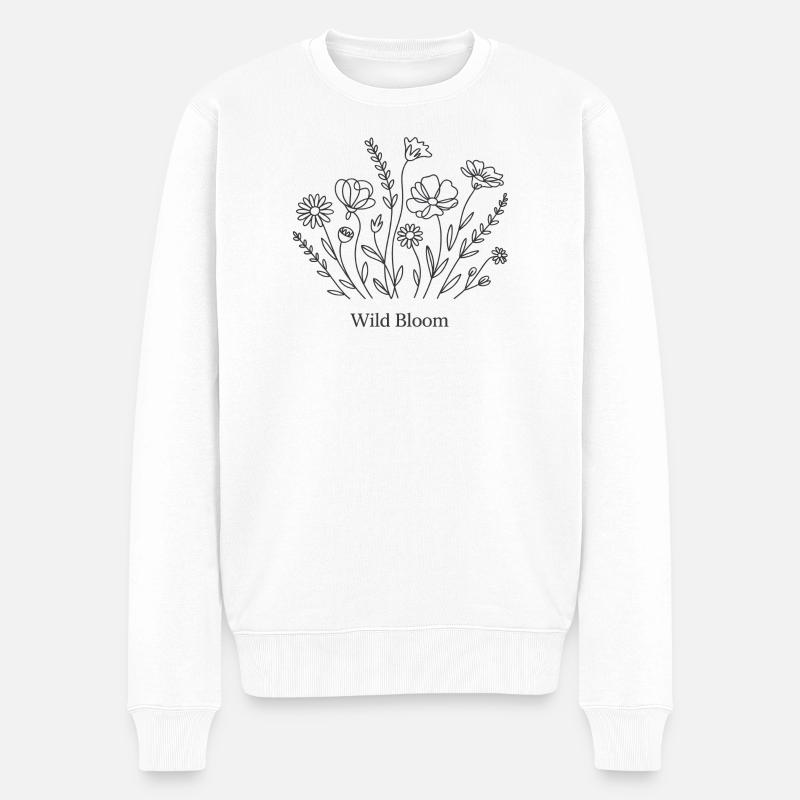 Blumen Line Art - Männer Premium Bio Pullover - Weiß