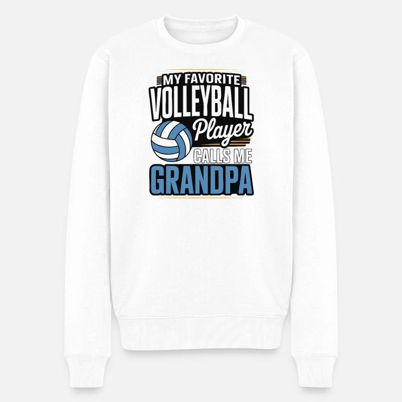 Volleyball Papa - Conception du joueur préféré - Pull Premium bio Homme - blanc